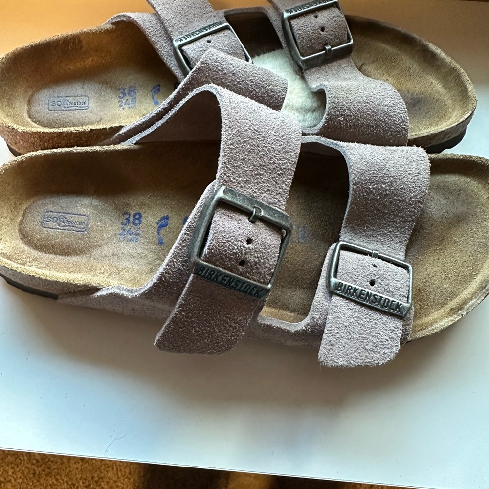 Birkenstock Taupe Suede Buckle Sandals